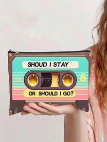 1个复古磁带化妆包 - 80年代怀旧设计，带有磁带图案标签，轻便拉链洗漱收纳包，适合旅行、露营、健身 - 男女通用便携式化妆包，旅行必备，送给家人和朋友的礼物，化妆品收纳洗漱旅行包 - 彩色 - 查看 8