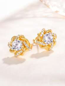 1 Đôi bông tai đính đá Cubic Zirconia cao cấp dành cho thiếu nữ, thích hợp để trang trí hàng ngày, dự tiệc hoặc làm quà tặng sinh nhật. - 1 # - Xem 3
