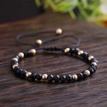 1pc Women's Fashion Bracelet, Black Synthetic Crystal Beaded, Minimalist Luxurious Style, High-End Accessory - Black - View 4