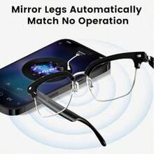AI Translation Glasses - Wireless Glasses With Built-In Microphone & Speaker, Hands-Free Calling, Music, Voice Assistants, Language Translation, For Home, Office, Travel - Compatible With Ios, Android, Office Communication, Modern Design - Black - View 4