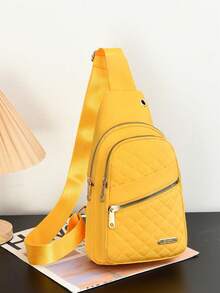 新款尼龙女士胸包，时尚菱形单肩斜挎包，大容量骑行胸包，手机袋 - 彩色 - 查看 8