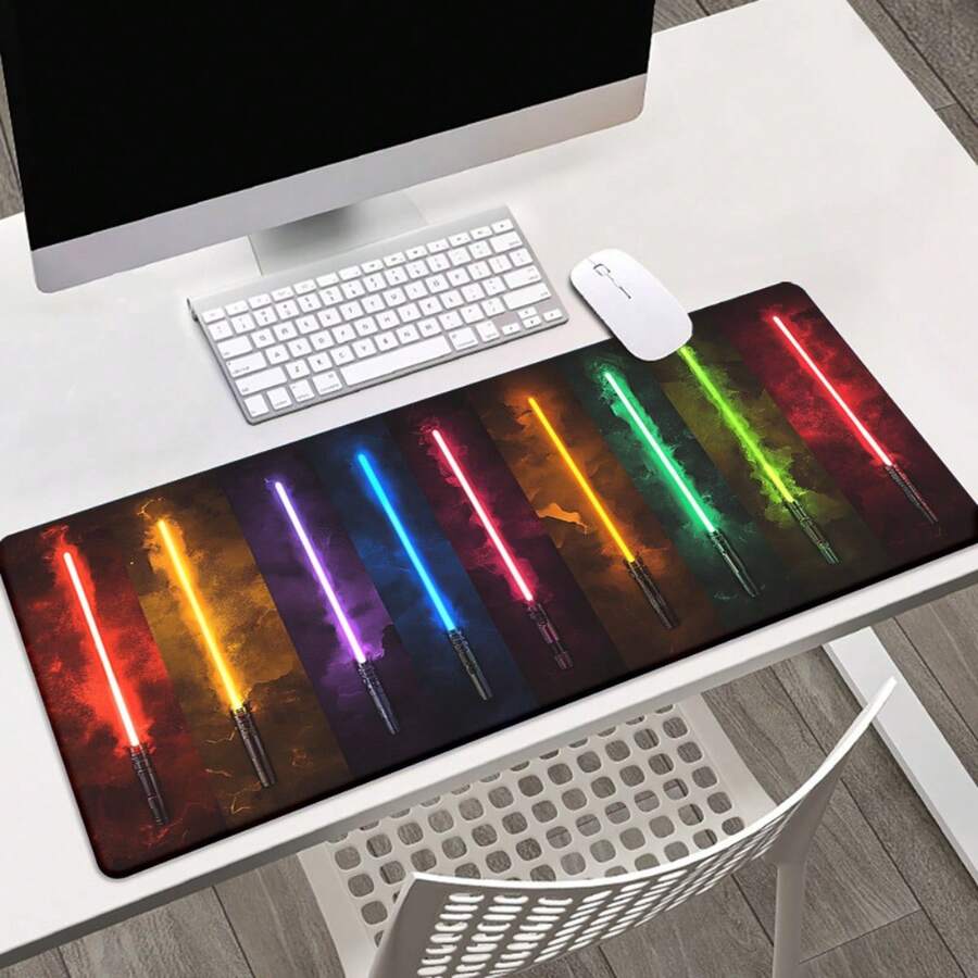 1pc Colorful Lightsabers Pattern HD Printed Pad For Desk, Multi Functional XXL Mousepad, Keyboard Gaming Mouse Mats, Office Computer PC Gamer Desk Mat.Gifts For Family Friends - Như hình minh họa. - Xem 1