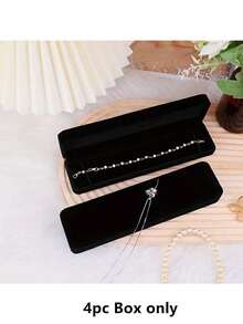 Bộ quà tặng gồm 1 dây chuyền trang sức dài bằng nhung, hộp đựng vòng tay, hộp trưng bày trang sức, thích hợp cho đám cưới, lễ đính hôn, cầu hôn, sinh nhật và kỷ niệm (màu đen), ngày Valentine và mùa tựu trường. - màu đen - Xem 15