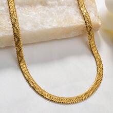 1pc Fashion Personality 18k Gold Plated Shining Snake Bone Texture Necklace Elegant Style Women Daily Commuting Dance Street Party Wear - Gold - View 6