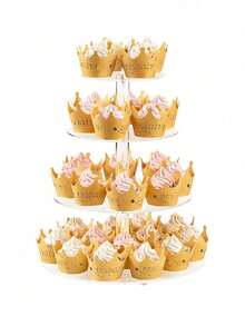 3-6 Tier Acrylic Cupcake Stand - Round Cupcake Display Rack - Acrylic Dessert Stand Cake Display Tree Suitable For Party, Wedding, Birthday - Clear - View 14