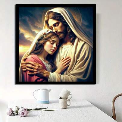 1件套精美5D钻石画套装，无框DIY优雅房间装饰，全圆钻DIY套装，休闲放松，舒缓压力，手工点钻效果完美