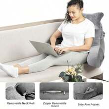 Reading Pillow For Sitting In Bed Couch Adult Back Pillow With Arm Support And Pockets Adult Back Pillow Bed Chair For Bed Rest Reading Watching TV Gaming For  And  Light Grey - Xám - Xem 4