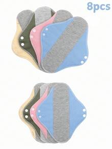 4片/8片装可重复使用卫生巾 - 7.9*9英寸石墨烯卫生巾，带护翼，可水洗布质卫生巾，适用于产后、经期内裤，理想的圣诞礼物，产后必备品 - 彩色 - 查看 6