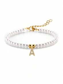 甜美珍珠字母串珠手链，女孩专属个性化时尚手链，送给她的礼物 - 均碼 - 查看 14