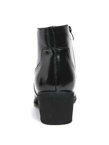 Men's Pointed-Toe Chelsea Boots With Side Zipper And Slip-On Design, Featuring A Chunky Heel. These Formal Western-Style Dress Boots Are Ideal For Business Negotiations And Other Formal Occasions - màu đen - Xem 9