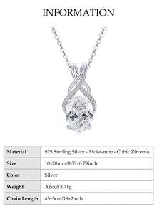 XUJIA 1pc Women's 925 Sterling Silver Infinity Moissanite Necklace, Oval Cut 3 Carat - 8x10mm Moissanite Jewelry, Women's Engagement Wedding Anniversary Birthday Party Jewelry Gift - PMO-296 - View 14