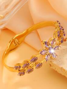 A Stylish Zirconia-Studded Stainless Steel Bracelet, Unisex, Suitable For Daily Wear And Parties, Elegant For Everyday Use Or As A Gift Jewelry - Multicolor - View 6