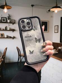 1 chiếc ốp lưng điện thoại cao cấp thời trang họa tiết bướm mờ màu đen, chất liệu đá obsidian, chống rơi và chống trượt, mẫu mới 2026, tương thích với các dòng 17 17 Pro 17 Pro Max Air 16 15 14 13 12 11 / S26 S25 S24 S23 / Redmi / OPPO / VIVO / HONOR - màu đen - Xem 1