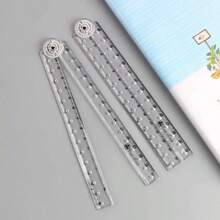3pcs Creative Transparent Acrylic Folding Ruler Ruler Simple Scale Plastic Drawing Ruler , Suitable For Students, Home, Office Back To School,Back To School,School Supplies - A - View 1
