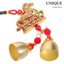 Year Of The Horse 2 Pieces Chinese New Year Year Of The Horse Decorations - 2026 Year Of The Horse Wind Chime Hanging Ornaments - New Year Hanging Decorations - Feng Shui Ornaments - 金色的 - 查看 2
