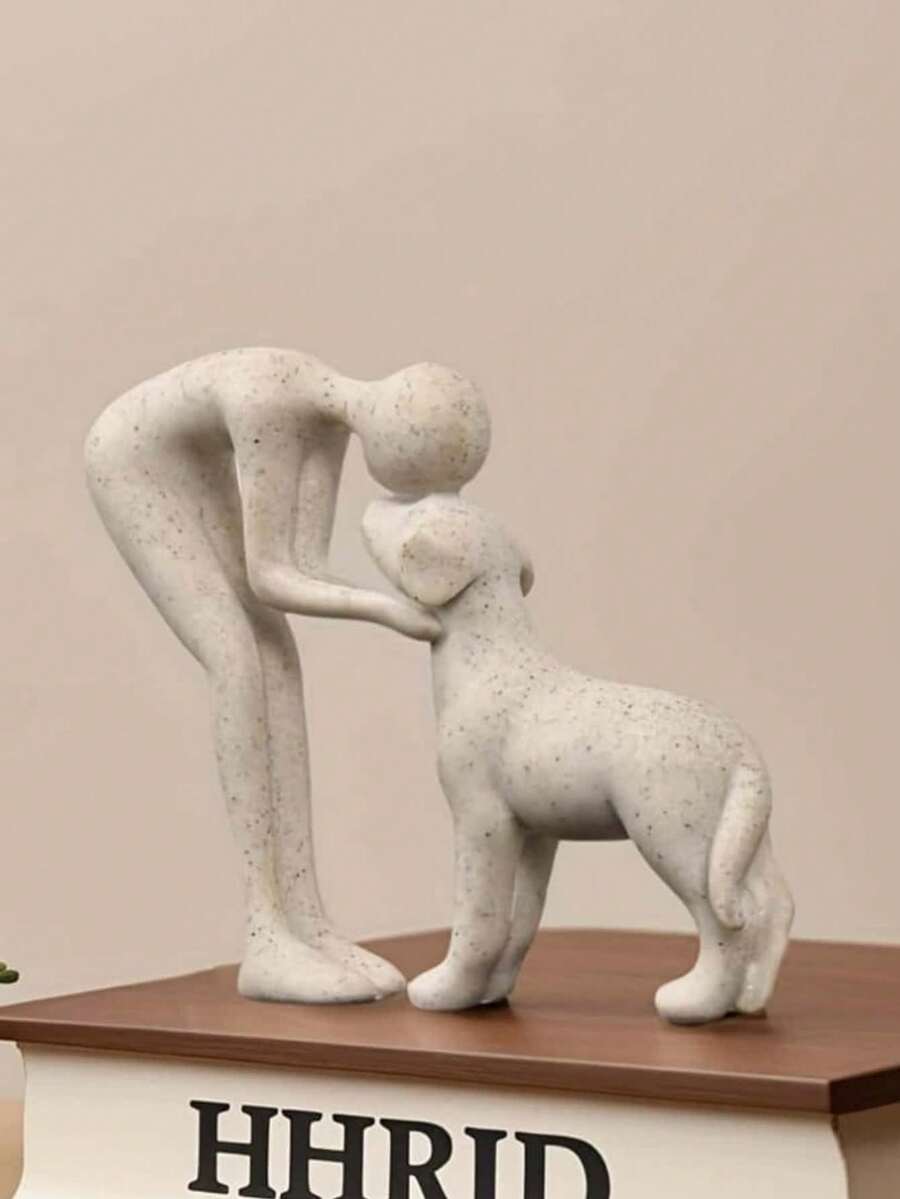 1pc Girl And Dog Friendship Resin Artwork, Statue Of Girl And Dog, Commemorating Their Bond, Elegant Home Decor Gift, For Those With Cherished Friendships, Room Decor, Reminds Of Girl With Her Loyal Pet Companion, Indoor/Outdoor Figurine, Christmas Decoration