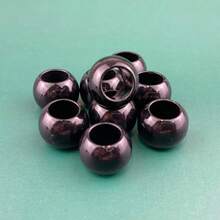 100pcs Glossy Black Acrylic Barrel Beads, Large Hole For DIY Crafts & Hair Accessories, 10mm X 12mm - 烏亮 - 查看 3
