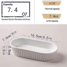 1/4pcs White Oval Ceramic Baking Ramekins, Oven & Microwave Creme Brulee Dishes, Porcelain Pudding Bowls With Groove, Fridge & Dishwasher , Ideal For Mini Desserts, Puddings, Dips, Appetizers, Essential Baking & Serving Kitchenware For Home Baking, Parties And Daily Meals - Multicolor - View 11