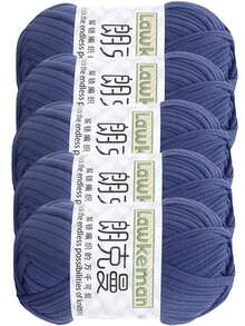 Lawkeman 5 peças/500g Fio de Camiseta - Fio de Poliéster de Alta Qualidade, 30m/peça - Fio de Tecido Macio, Adequado para Crochê, Fio de Tricô Multicolorido - Ideal para Cestas, Bolsas, Mantas, Chapéus, Brinquedos, Lenços DIY - Multicolorido - Visão 38