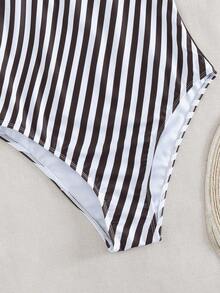 Top de bikini de mujer con rayas y acentos de anillo metálico, traje de baño bohemio, elegante y casual para la playa, festivales de música, fiestas de vacaciones, verano - Multicolor - Ver 6