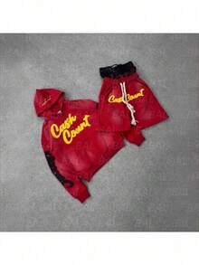 Mens Clothes Men 2 Piece Set Mens 2 Piece Outfits Men Sweat Suit Set Fall And Winter Vintage Letter Hooded Zipper Sweatshirt Jacket Trousers Shorts Set - 黑色 - 查看 2