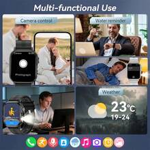 Este novo smartwatch possui uma tela grande de 2,01 polegadas, bateria de longa duração de 180mAh, lanterna potente, controle remoto da câmera, chamadas sem fio, localização do telefone, despertador e pedômetro. Adequado tanto para homens quanto para mulheres, é uma excelente opção de presente para as festas de fim de ano. - Multicolorido - Ver 7