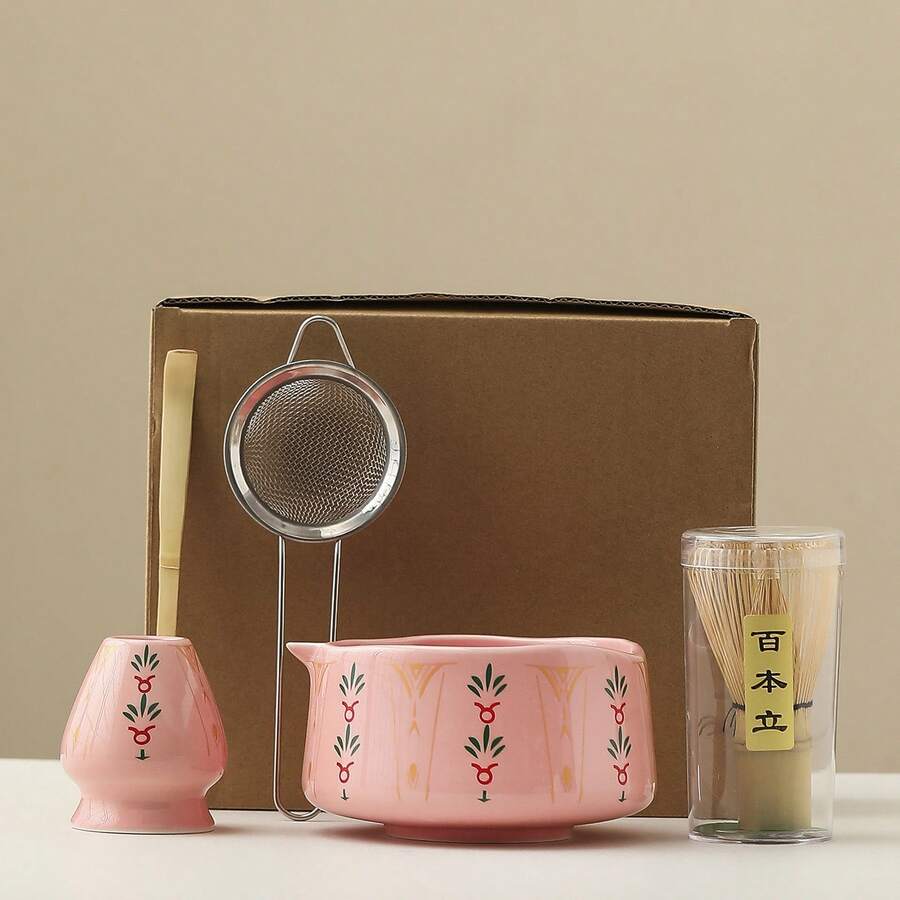 5pcs/7pcs Matcha Bowl, Matcha Whisk, Matcha Cup, Stirrer, Tea Scoop Tea Bowl Set, Matcha Preparation, Dessert & Beverage Making Tools Set, Ideal Gift For Tea Lovers, Kitchen & Dining, Mother''s Day - Multicolor - View 1