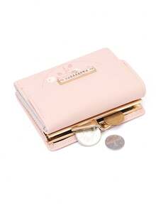 Printed Folding Buckle Women Short Wallet, Multi-Functional Card Holder