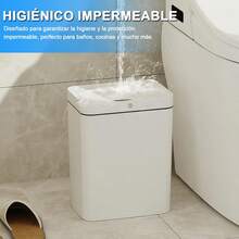 Bote de Basura Cocina, 15L Cubo De Basura Automático Con Sensor,Cubo de basura de plástico de gran capacidad mejorado, con carga USB y 30 bolsas incluidas, para Baño, Cocina, Oficina, Sala - Blanco - Ver 4