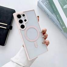 強磁超薄防震手機殼，適用於 Galaxy A56 A36 A26 A16 A06 S26 S25 FE A57 A37 A17 A07，相容 S26 Ultra S25 Ultra S24 Ultra S23 Ultra，半透明硬殼背板 - 粉色 - 查看 7