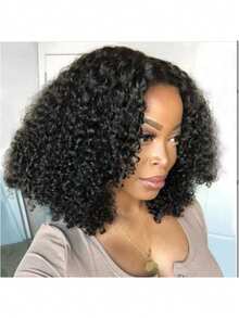 1pc Elegant 16-Inch Curly Wave Wig For Ladies, Suitable For All Women'S 200% Transparent Lace Short Bob Wig 16-Inch Black Fashion Curly Wave Wig,Basic Style, For Daily Wear, Party Natural Look Wig,Easy Wear Valentine's Day Gift For Women Wet Water Wave Short Bob Wigs For Women 13x4 Water Wave Bob Wig Human Hair Wigs Clear Lace Bob Wig Deep Wave Lace Front Wigs Deep Curly Bob Wigs Natural Color, Human Hair Lace Front Wig - SNatural - View 3