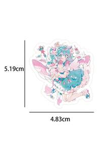 63 PCS Anime Stickers, Chibi Anime Girl With Bunny Flower Crown Decals, Kawaii Pastel Aesthetic Vinyl For Journal, Phone Case, Cute Collection Gift - Multicolor - View 9