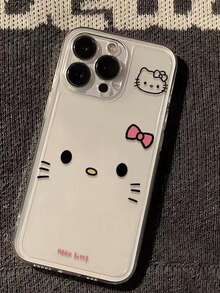 Sanrio 三丽鸥蝴蝶结小猫咪手机壳，兼容 16/17，新款15 Pro Max卡通透明软硅胶防震可爱手机壳，男女通用 - 無色 - 查看 1