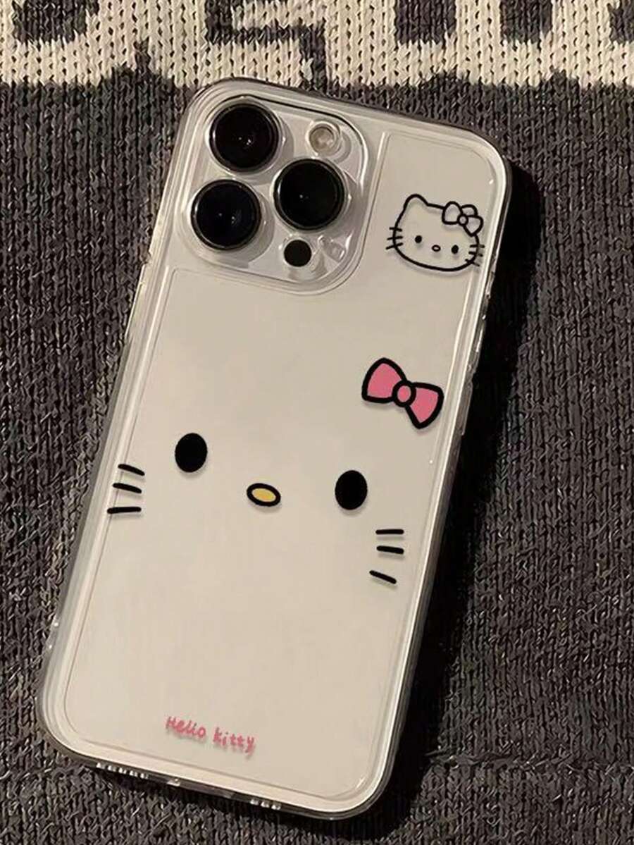 Sanrio 三丽鸥蝴蝶结小猫咪手机壳，兼容 16/17，新款15 Pro Max卡通透明软硅胶防震可爱手机壳，男女通用 - 無色 - 查看 1