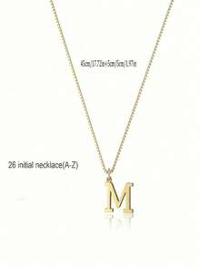 1件精美时尚首饰项链，不锈钢材质，A-Z，26个英文字母吊坠，节日礼物，适合女性日常佩戴的不锈钢字母吊坠项链 - 金色 - 查看 5