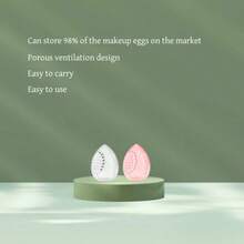 1/2 st sminksvampmixer, hållare för sminksvampar, torklåda för sminksvampar med genomskinlig ram, lämplig för semester, strand, badrum, sovrum, stor kapacitet - Multifärgad - Visa 4