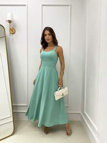 Long Dress With Padded Cups And Lining - 綠色 - 查看 1