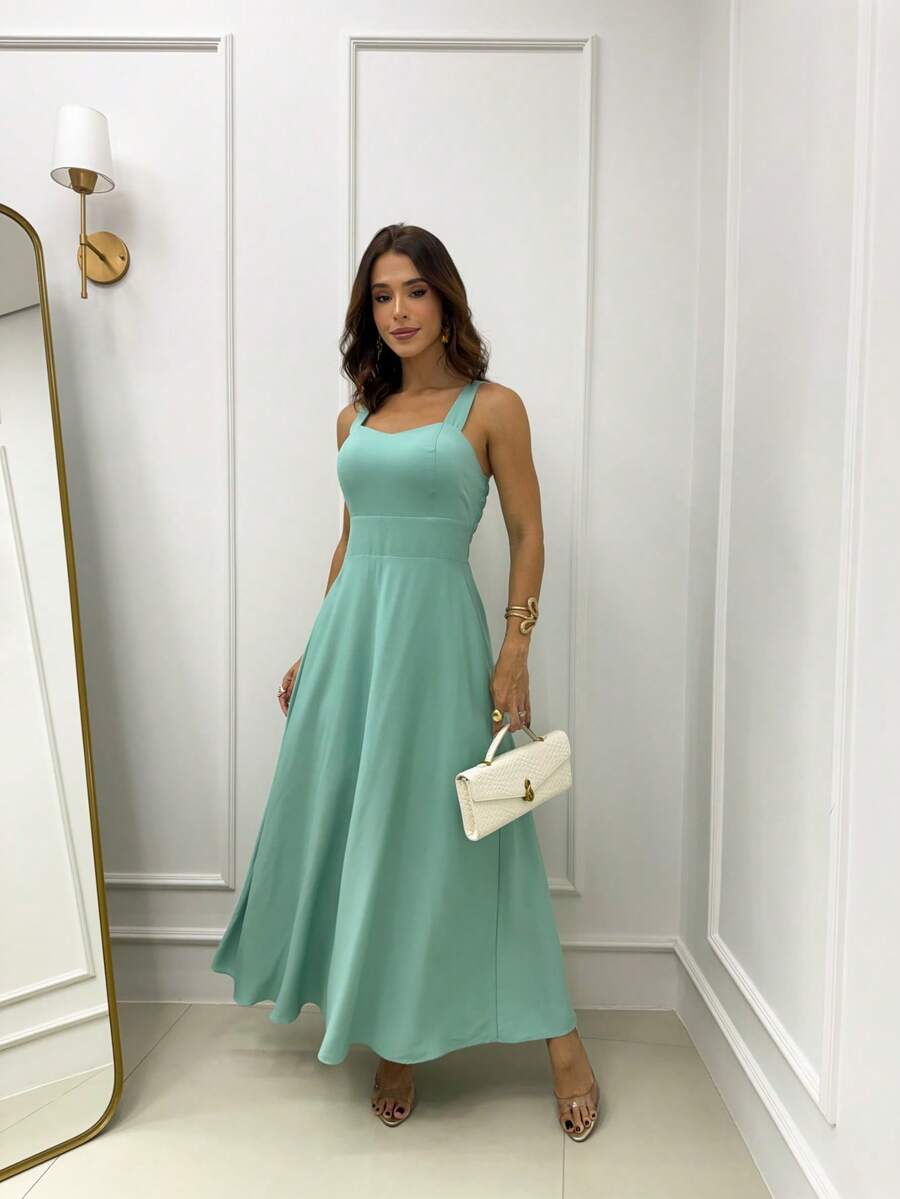 Long Dress With Padded Cups And Lining - 綠色 - 查看 1