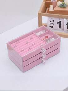 1个无窗首饰盒，时尚女孩及女士首饰收纳盒，多功能植绒首饰盒，柔软植绒设计防止刮伤，旅行及邮轮出行理想之选，大容量双层首饰盒，浴室收纳盒，储物盒，橱柜整理盒，生日礼物，情人节礼物，结婚礼物，母亲节礼物，返校礼物，复活节礼物，新年礼物 - 多色 - 查看 16