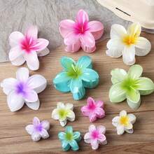 3 Large Flower Hair Clips For Women - Elegant, Simple, Lightweight Plastic Hair Clips, Suitable For Everyday, Parties, Ponytails, And Buns, Pink And White, Valentine's Day Gift, Cute Hair Accessory, Fashionable Hair Clip, Glossy Design, Durable Material, Suitable For Everyday Wear, Special Occasions,  Hair Accessory - White - View 2