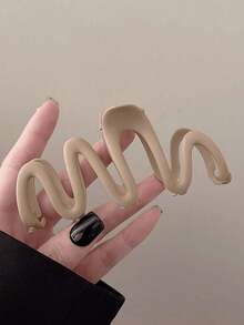 1/3件套简约纯色哑光塑料发爪夹，蛇形和波浪形，休闲配饰，女士适用，配饰，女士配饰，发饰，美发工具，卷发女士，秋季，旅行，美发工具，女士配饰 - 彩色 - 查看 9