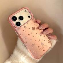 Kavenfort 1pc Silver Glitter Star Pink Star Phone Case Compatible With IPhone 17 Pro Max, 16, 11, Laser Protective Hard Cover, Cute, Girly, Geometric, Korean Style, Minimalist, Color Blocking, Niche, Ins Style - Pink - View 8