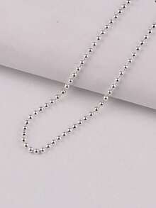 1条男士钛钢不褪色INS风圆珠链项链，时尚潮流，适合年轻男士和学生佩戴 - 銀色 - 查看 4