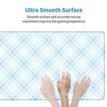 1 件装浅蓝色格子图案鼠标垫，轻柔舒适简约桌面垫，大号防滑办公及游戏键盘垫 - 長方形 - 查看 6