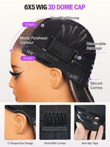 MEGALOOK 6x5渐变挑染波波头假发，直发预剪蕾丝闭合假发，即插即用，新手友好，无需胶水，12-14英寸真人发，预拔发际线 - 无需胶水，外观自然，适合日常佩戴、办公室、万圣节、派对、Y2K风格、度假、户外角色扮演、学校、节日、圣诞节、派对、婚礼、庆典等场合，适合女性佩戴。