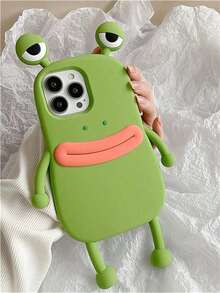 TLYJ Cute Funny 3D Big Eyes Frog Silicone Case For IPhone 17 ProMax 17Pro 17 16 15 14 13 12 11 Pro Max Lovely Protective Shockproof Soft Cover - màu xanh lá - Xem 8