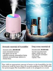 1pc 180ml Bedroom Humidifier, With 2 Working Modes, Colorful Night Light, Silent Mist, Home Electric Air Purifier, Small Aroma Diffuser, Can Be Used With Essential Oils. Available In Black, White And Pink, Suitable For Indoor Decoration. - Nhiều màu - Xem 24