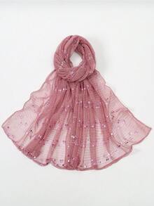 1 lenço bandana leve de cor sólida com lantejoulas, adequado para usar na cabeça, no pescoço, como xale de praia ou para uso diário. - Multicolorido - Ver 15