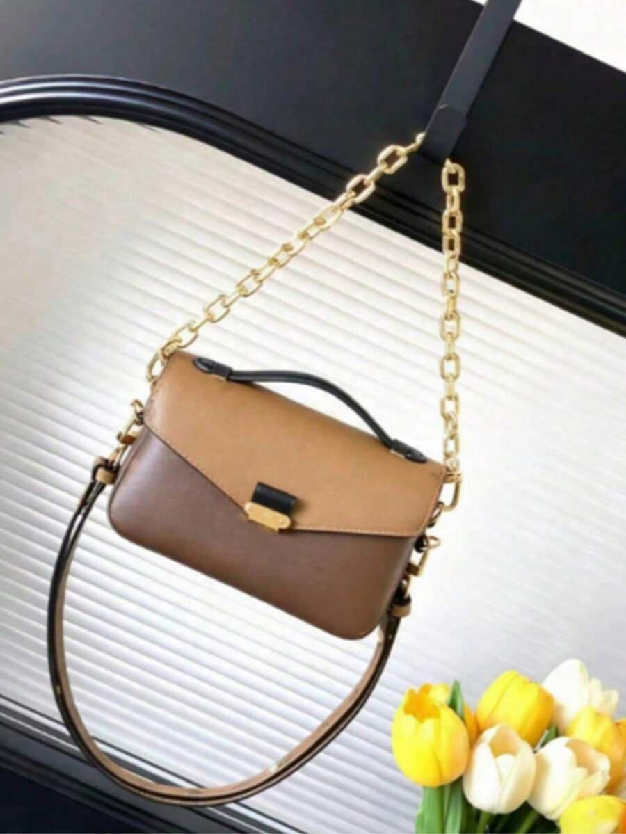 New Style Vintage Messenger Bag, Handbag, Crossbody Bag, Versatile Chain Bag - 棕色 - 查看 1