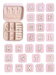 1pc Jewelry Box (A-Z Letters) Jewelry Box, Storage Box, Jewelry Tray, Earring Necklace Storage Rack, Storage Dish, Portable Travel Jewelry Box, Seasonal Storage, Ring Earring Necklace Storage Box, Display Rack - Suitable Gift Box For Girls And Ladies, Halloween Gift Box, Christmas Gift Box - Pink - View 2